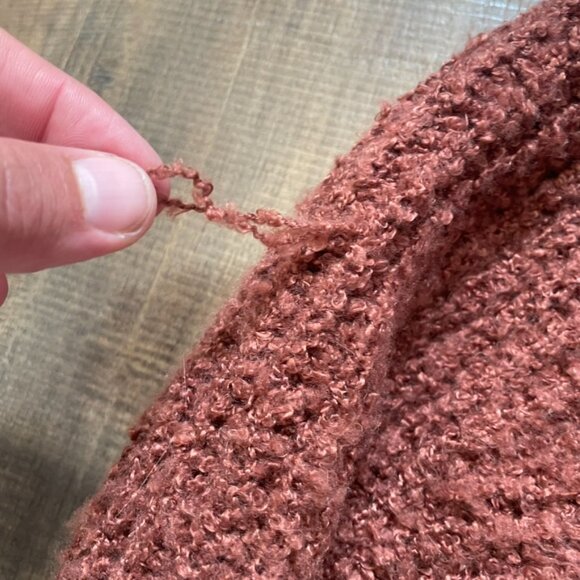 Talulah Rust Textured Open Front Cardigan Sweater Medium Cozy Knit Pockets - Picture 6 of 9